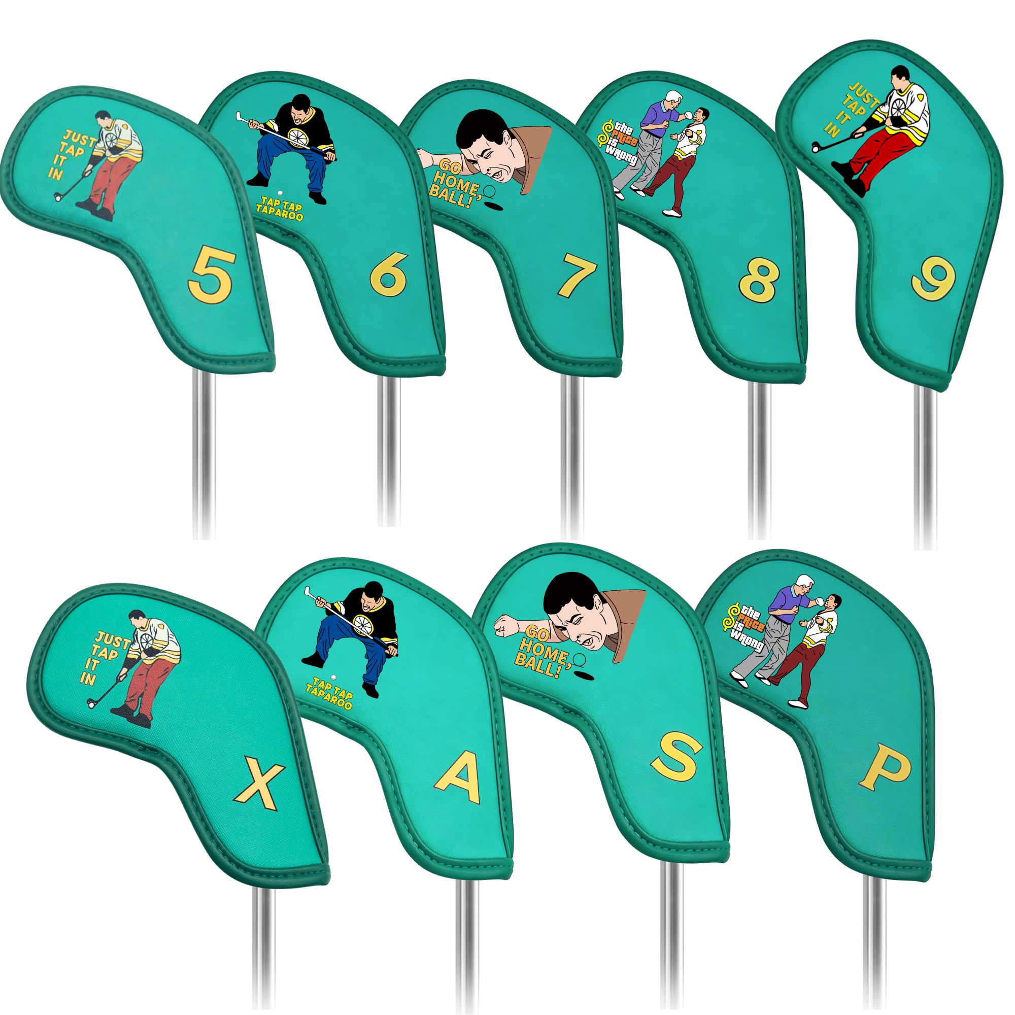 Golf Equipment Cabinet - 9 adet Komik Karikatür Tasarımlı Golf